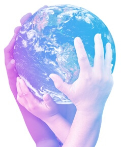 Hands holding up the earth