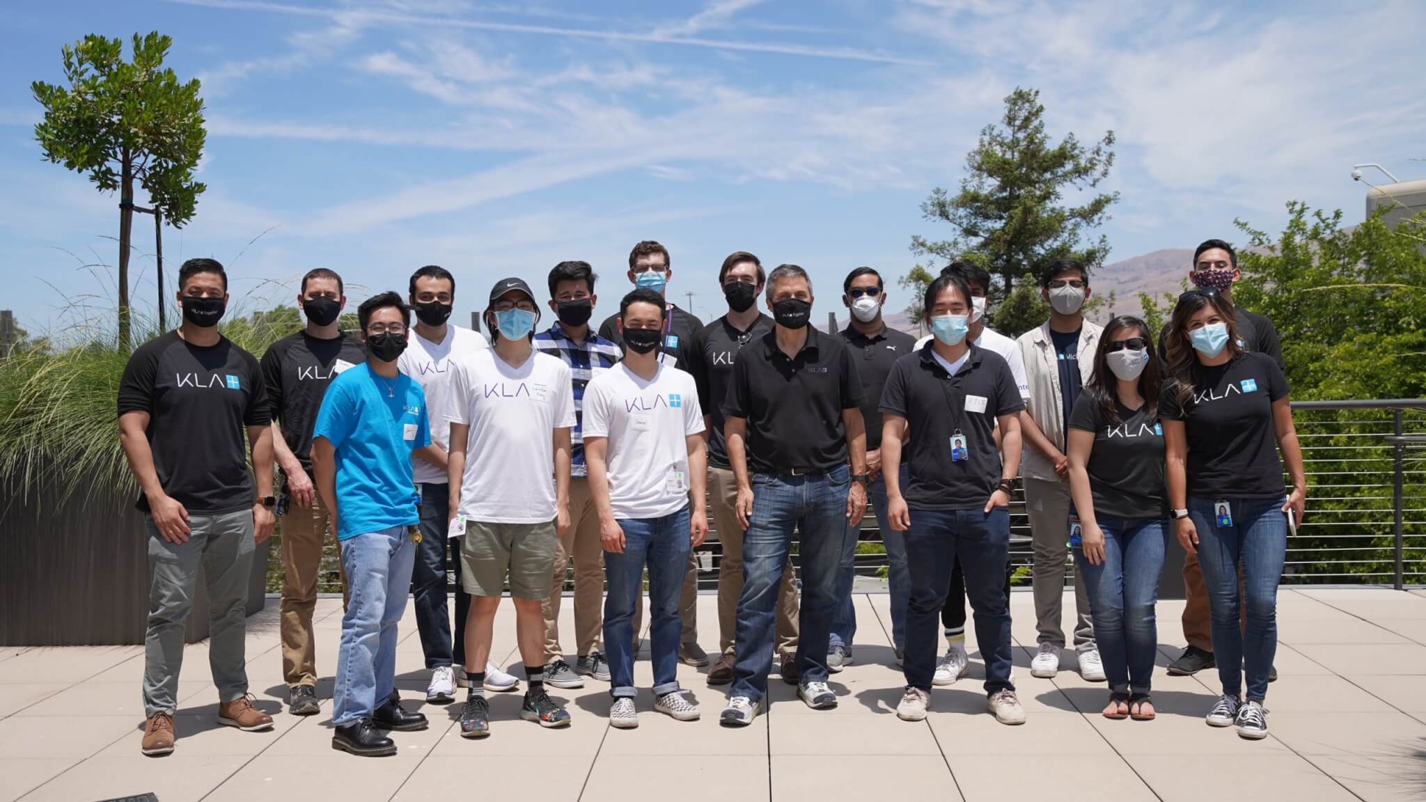 Interns pose for a photo after having lunch with KLA CEO Rick Wallace in Milpitas, California.