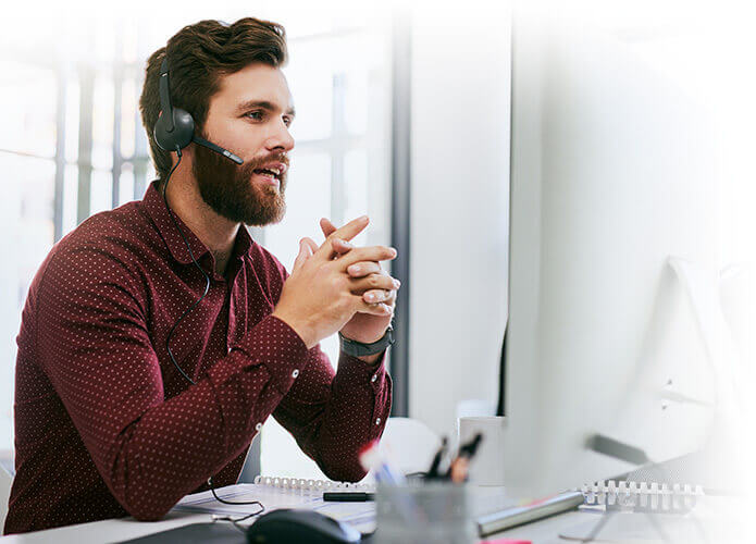 A person working at a computer.